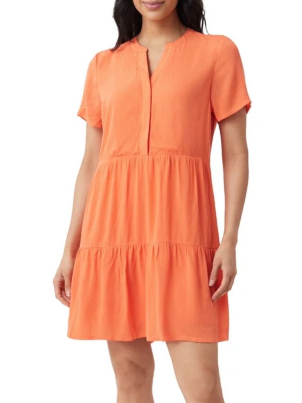 Hurley Women's Tiered Crinkle Dress, Orange (Fruit Punch)